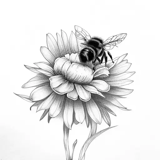 Flower Stems With A Bumble Bee