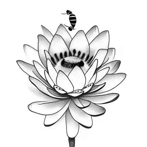 Water Lilly Stem With A Bumble Bee