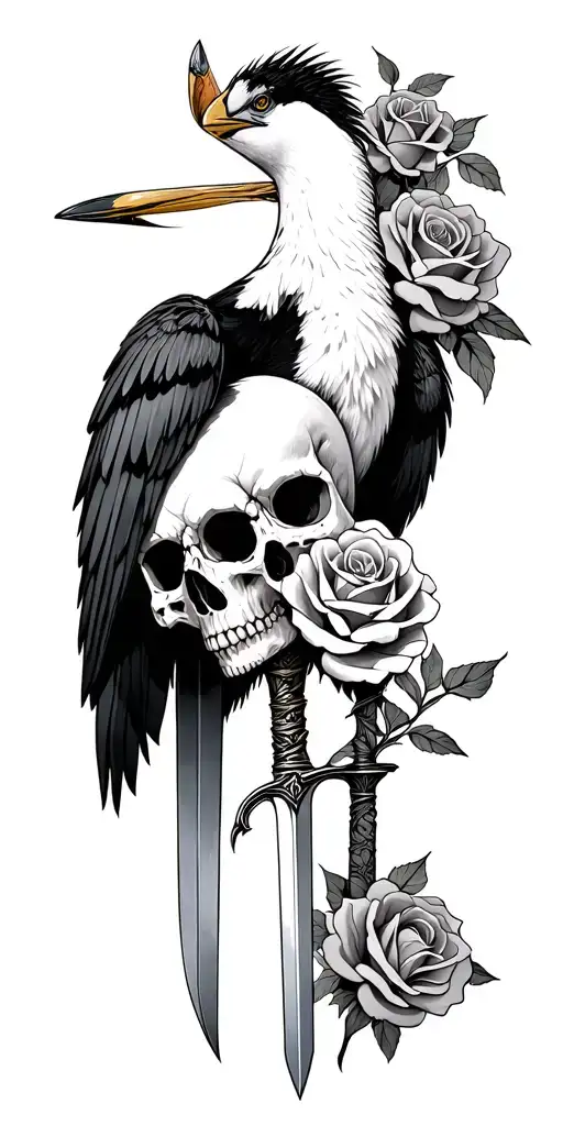 Stork Roses Gambling Skulls Swords Surrounded
