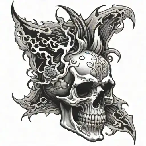 Skull And Fire Flames