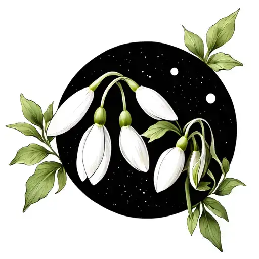 Snowdrop Flower With A Moon Phases