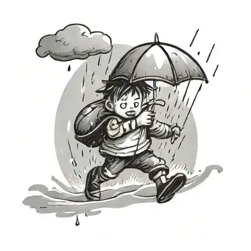 Little Man In Rain Falling