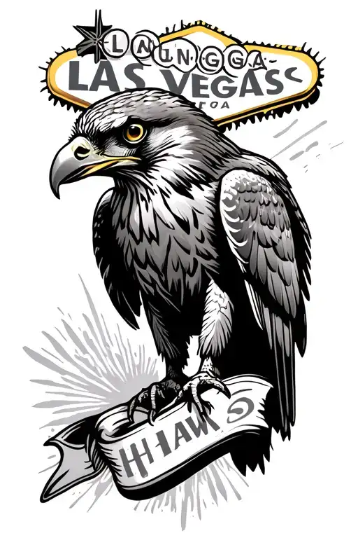 Hawk And Las Vegas Sign