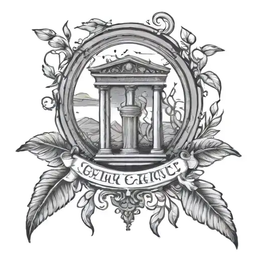 Small Concept Tattoo About Greek Methology Black & Grey