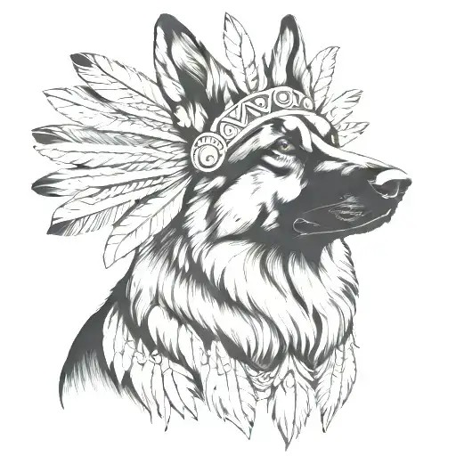 German Shepherd Indian Headress