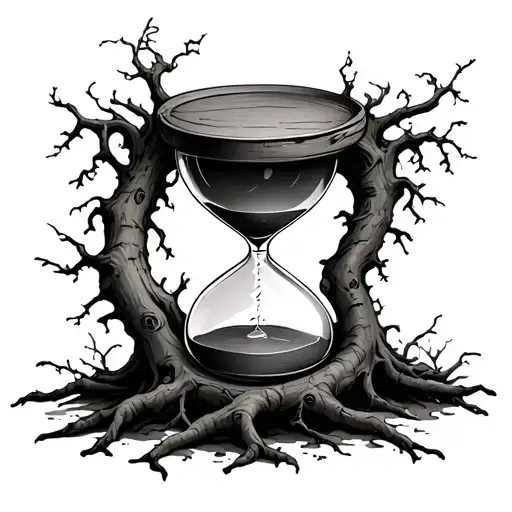 Hourglass Made Of Tree Roots