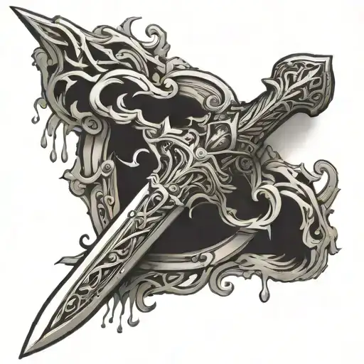 Justicia Sword Blood Dripping