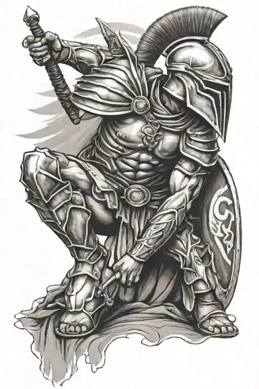 Spartan Warrior Kneeling