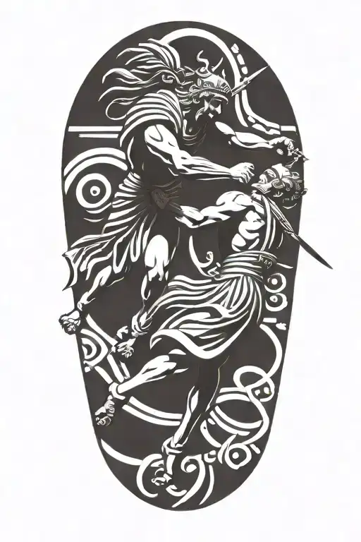 Achilles Fighting Hector Greek Art Abstract