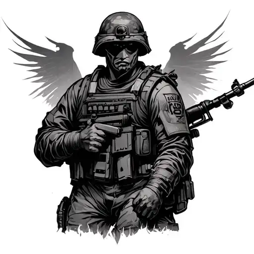 Soldier Finding Stregth In The Darkness Protectec My God