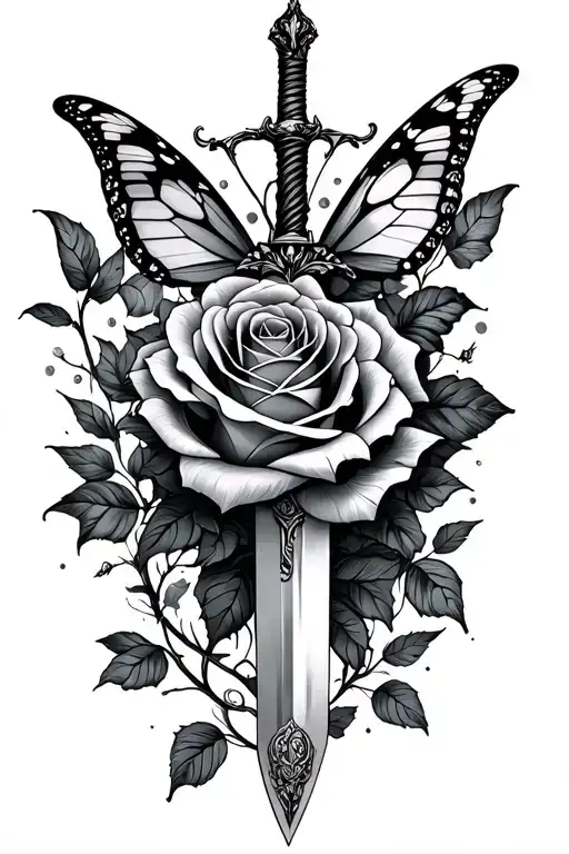 Rose Sword And Butterfly