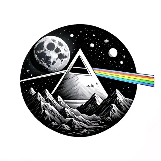 Pink Floyd's Dark Side Of The Moon With Space And Mountains