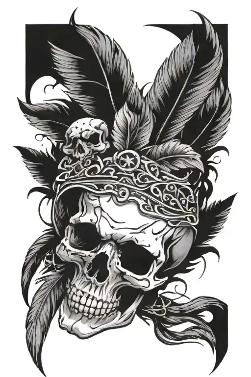 Skull Bloody Feathers Falling