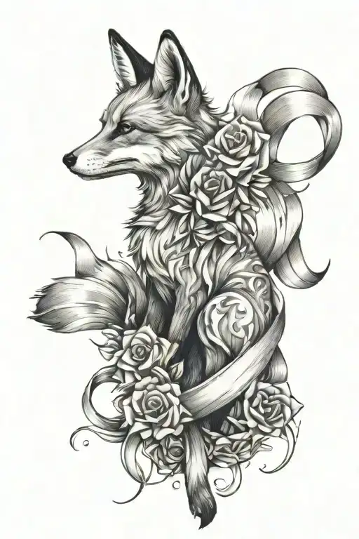 Full Body Fox And Ribbons Floating