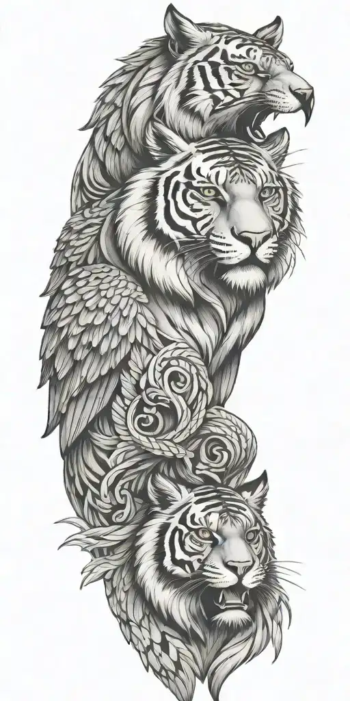 An Eagle On Top Of A Bengal Tiger