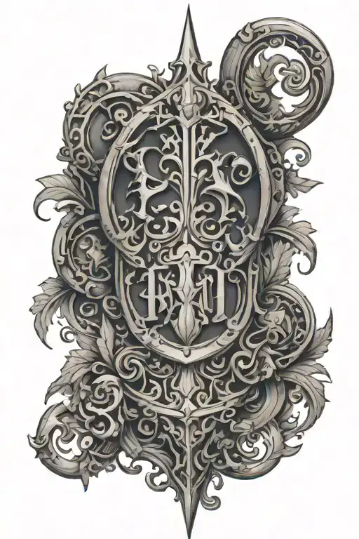 Medieval Sleeve Tattoo Line Work