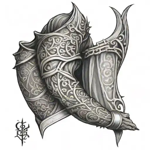 Medieval Sleeve Tattoo Line Work