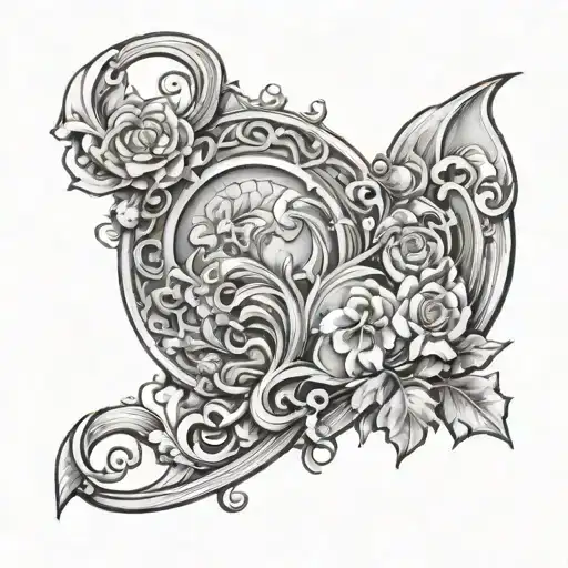 Medieval Line Work Tattoo Design