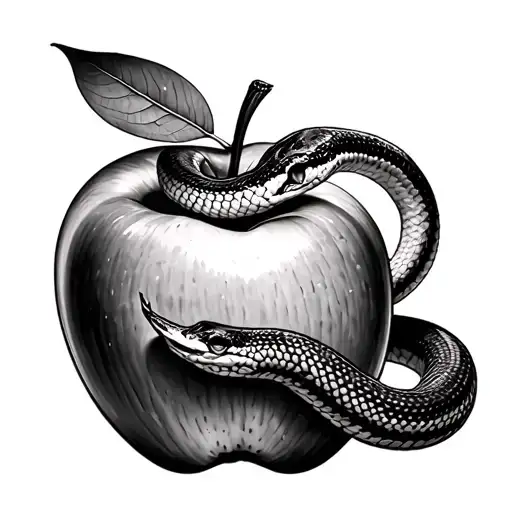 Snake Wrapping Around Apple