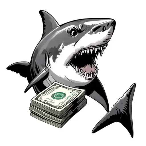 Shark Counting Stacks Of Cash