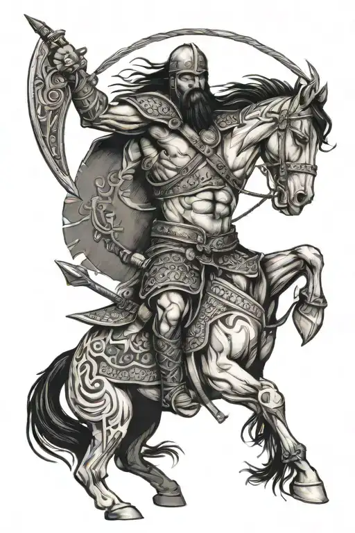 Half Man Half Horse Warrior With Bow And Axe On Back