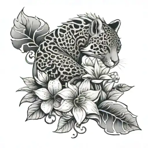 Exotic Animal And Flowers Growing