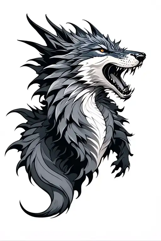 Dragon And Wolf Howling
