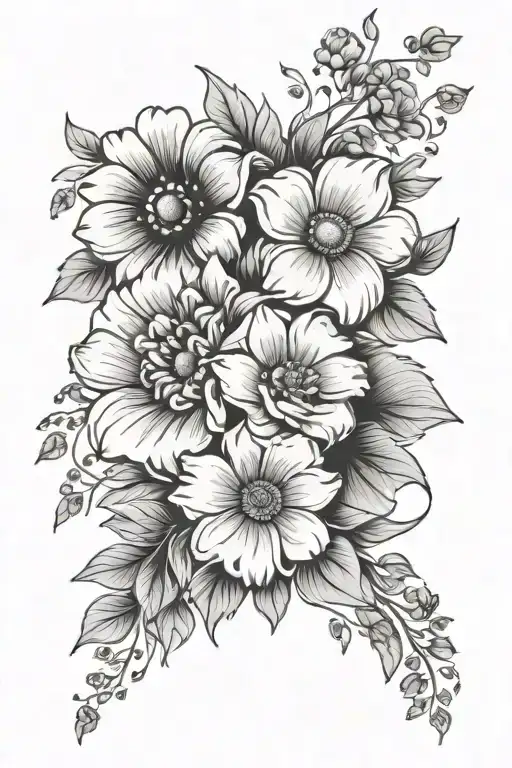 Floral Arm Sleeve With Two Paw Prints