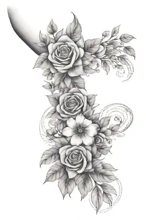 Floral Arm Sleeve With Paw Prints