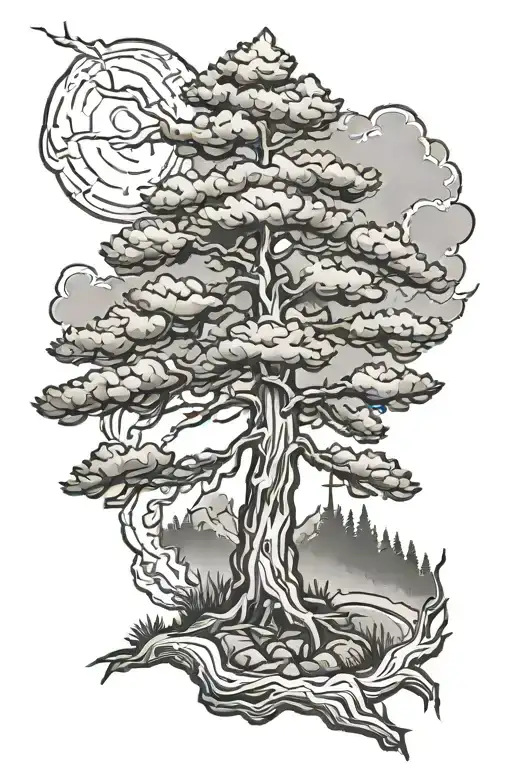 Pine Tree With Lightning