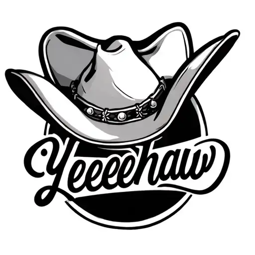 Cowboy Hat With Cursive Yeehaw Underneath