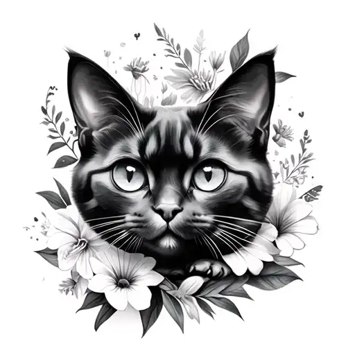 X-ray Cat And Flowers
