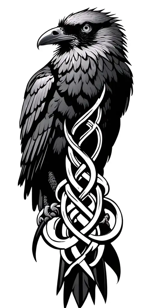 Celtic Knotwork Design Incorporating A Celtic Raven