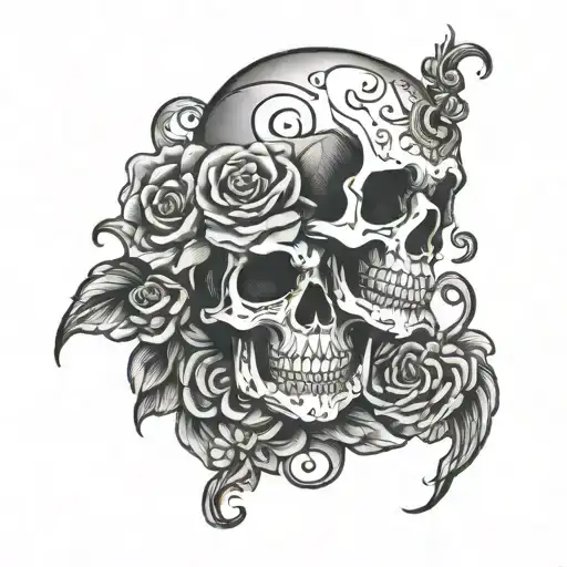 Lady Skull Candy Hearts Overlapping