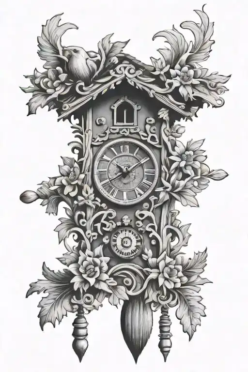 Cuckoo Clock Heavily German Influenced With Edelweiss Flowers