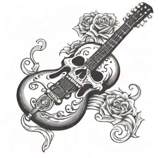 Rock N Roll Skull Electric Guitar Note