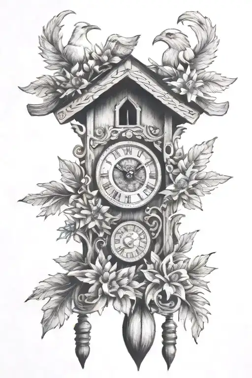 Cuckoo Clock Heavily German Influenced With Edelweiss Flowers