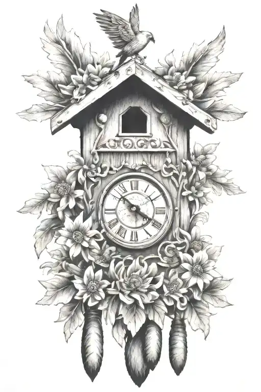 Cuckoo Clock Heavily German Influenced With Edelweiss Flowers No Birds