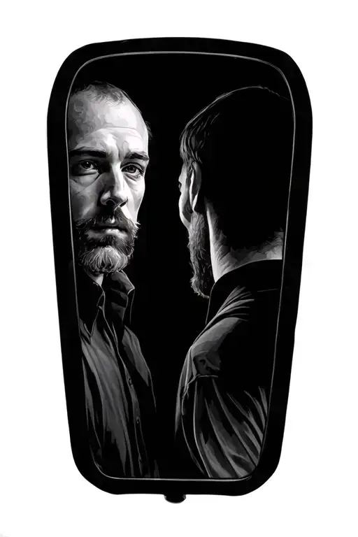 Man Looking In The Mirror Reflection