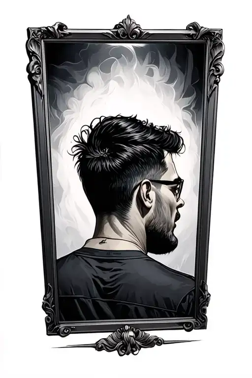 Man Looking In The Mirror Reflection