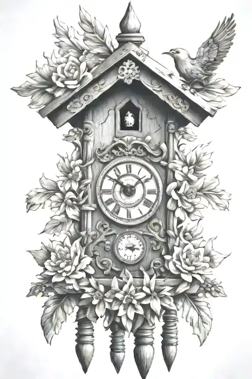 Cuckoo Clock Heavily German Influenced With Edelweiss Flowers No Birds