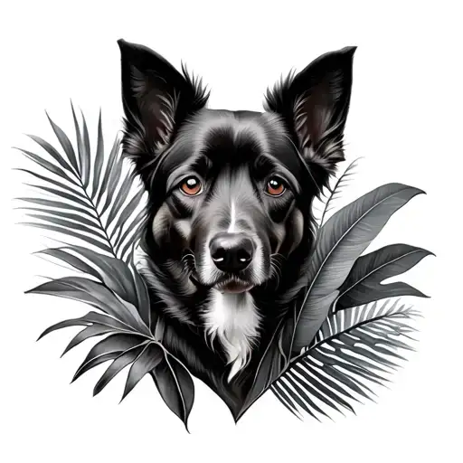 Dog With 3D Tropical Plant