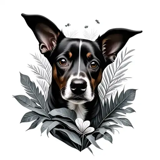 Dog With 3D Tropical Plant Intertwined