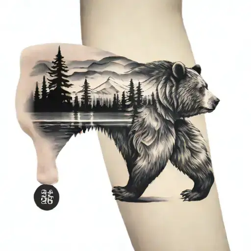 Bear In Nature With Aurora Borealis Sleeve