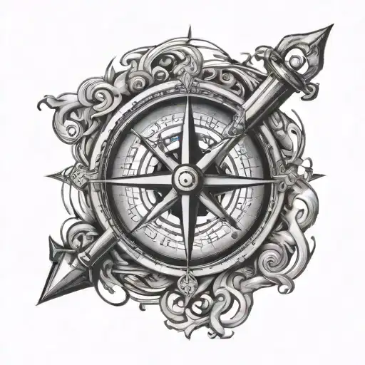 Compass With Anchor Surrounded