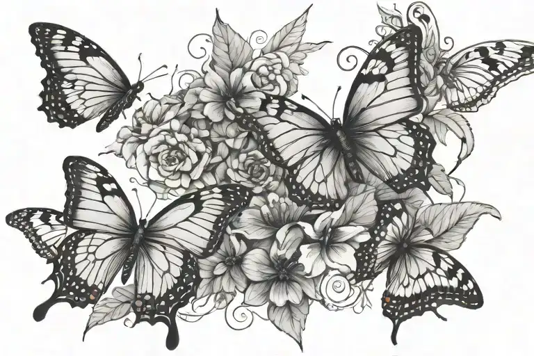 Plant Veins And Butterflies Flying