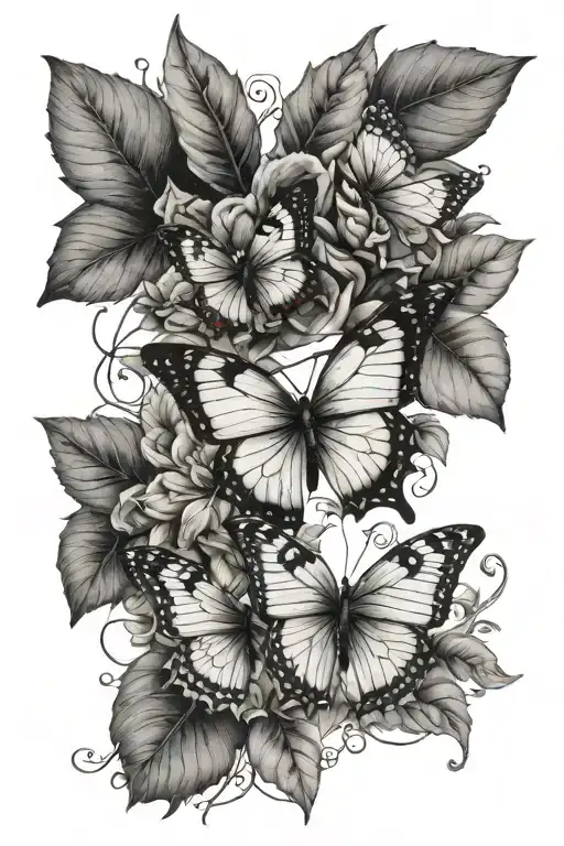 Plant Veins And Butterflies Fluttering Collarbone