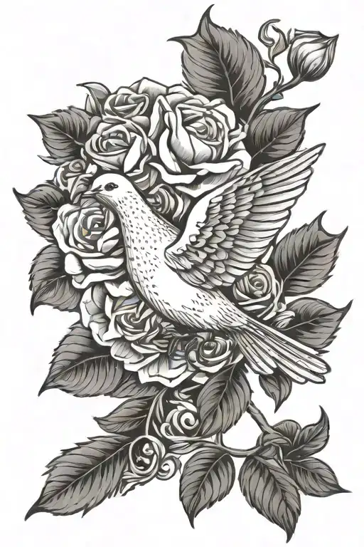 Dove Carrying Flower