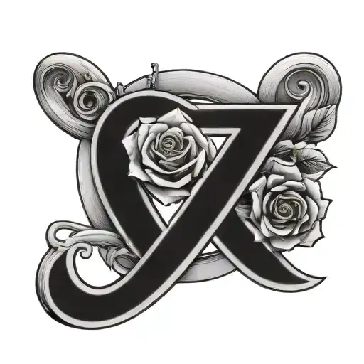 Letter A And J Rose And Infinity Symbol