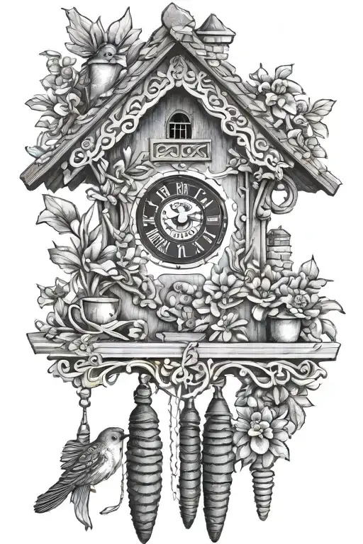 Cuckoo Clock Heavily German Influenced With Edelweiss Flowers German Cottage With Hummingbirds